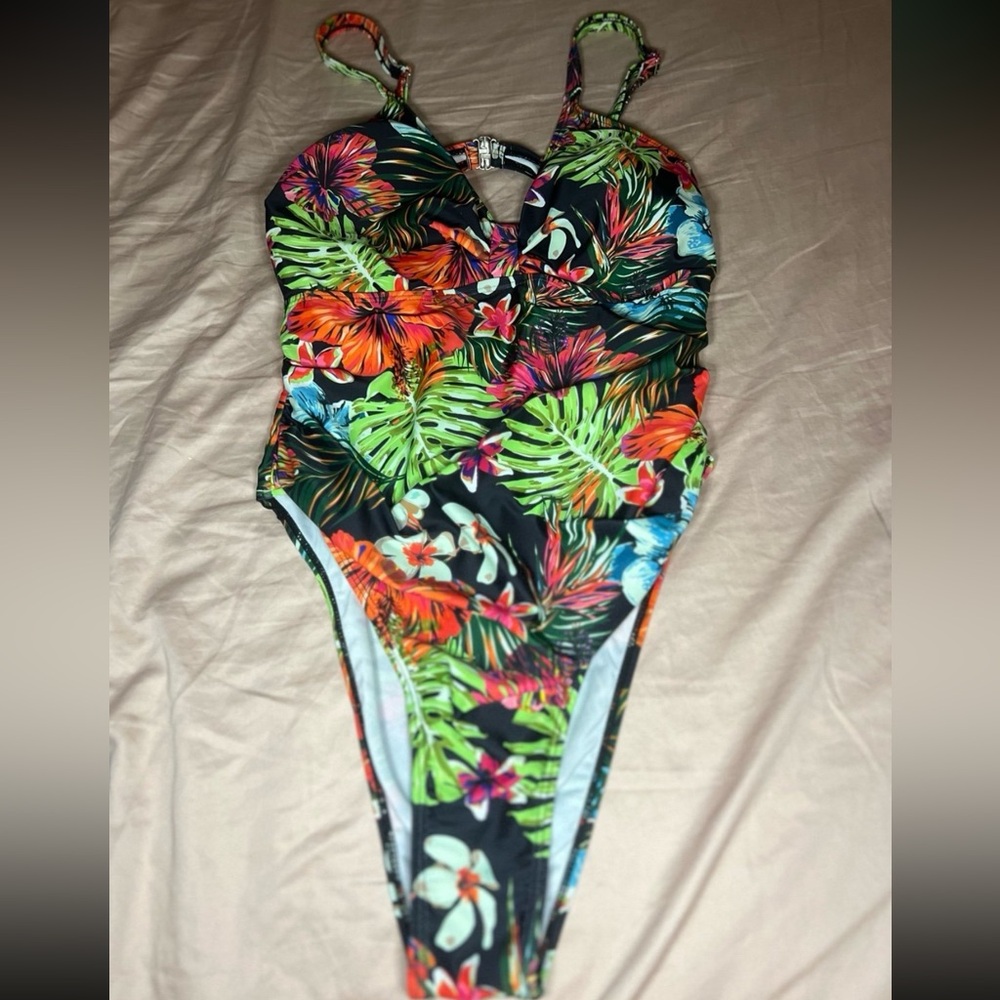 SHEIN Tropical Floral One-Piece Swimsuit